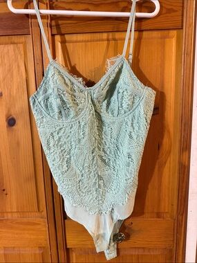 Promesa Mint Green Lace Bodysuit Cami